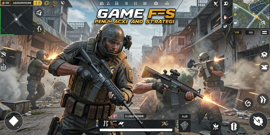 Screenshot utama AJO89 menampilkan aksi mendebarkan dan strategi gameplay FPS.