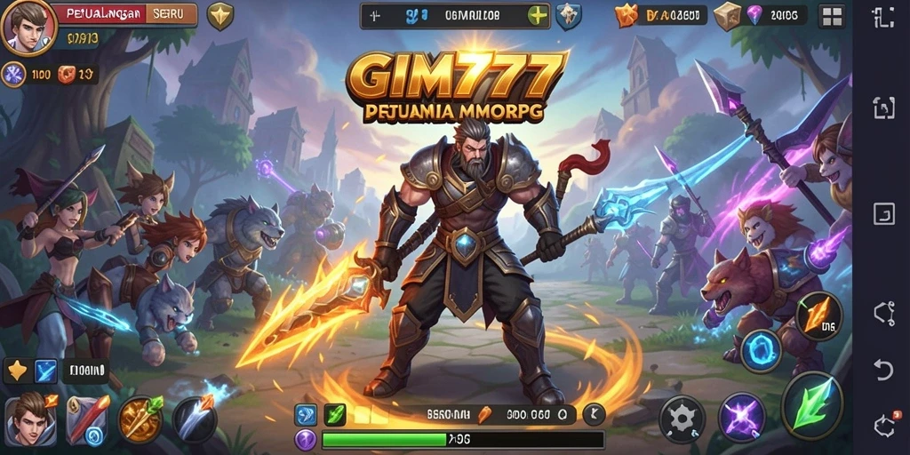 Screenshot GIM777 menampilkan pertarungan epik di dunia MMORPG.