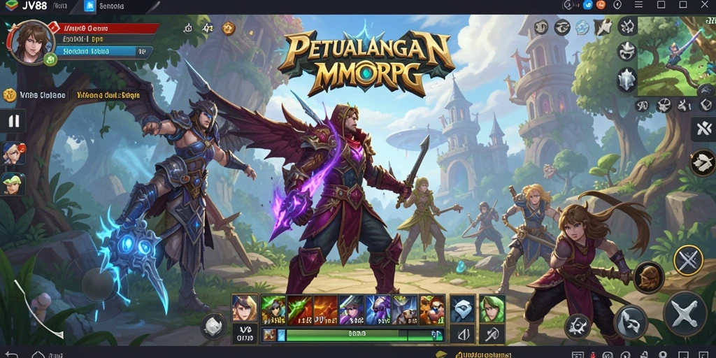 Screenshot JV88 menunjukkan gameplay seru dari pertarungan dalam dunia MMORPG.